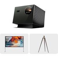 VisionMaster Pro2+120" Outdoor Projector Screen with Stand+ Walnut Tripod Stand