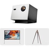 Valerion StreamMaster Plus2+120 Outdoor Projector Screen with Stand+Walnut Tripod Stand