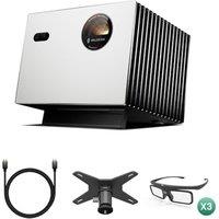 Valerion StreamMaster Plus2 4K Triple Laser Projector Bundle with Ultra High Speed HDMI 2.1 Cable, Ceiling Mount Conversion Bracket and 3 3D Glasse