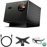 Valerion VisionMaster Pro2 4K Triple Laser Projector Bundle with Ultra High Speed HDMI 2.1 Cable, Ceiling Mount Conversion Bracket and 3 3D Glasses