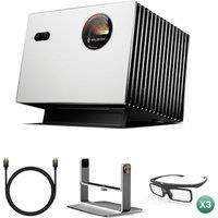 Valerion StreamMaster Plus2 4K Triple Laser Projector Bundle with Ultra High Speed HDMI 2.1 Cable, Desktop Gimbal Stand and 3 3D Glasses Gimbal Sta