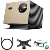 Valerion VisionMaster Pro 4K Triple Laser Projector Bundle with Ultra High Speed HDMI 2.1 Cable, Ceiling Mount Conversion Bracket and 3 3D Glasses