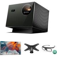 Valerion Home Theater Bundle - Includes Valerion Pro2 4k Projector + 100" Matte White Screen + Ceiling Mount Bracket + 3D Glasses