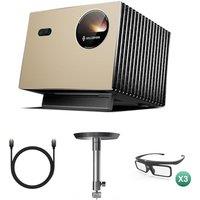 Valerion VisionMaster Pro 4K Triple Laser Projector Bundle with Ultra High Speed HDMI 2.1 Cable, Ceiling Mount and 3 3D Glasses Ceiling Mount Pro 2