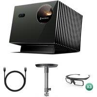 Valerion VisionMaster Pro2 4K Triple Laser Projector Bundle with Ultra High Speed HDMI 2.1 Cable, Ceiling Mount and 3 3D Glasses