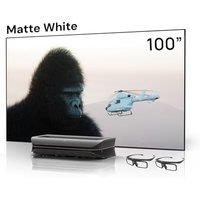 AWOL VISION LTV-3500 Pro Bundle with 100 Matte White Screen and 3D Glasses, 4K UHD HDR10+ Dolby Vision Ultra Short Throw Triple Laser Projector, 3000