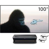 AWOL VISION LTV-3000 Pro Bundle with 100 Matte White Screen and 2-Pack 3D Glasses, 4K UHD HDR10+ Dolby Vision & Atmos Ultra-Short-Throw Triple-Laser