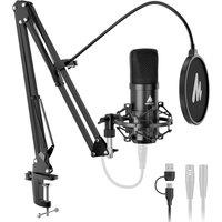 MAONO XLR/USB PC Microphone - 192kHz/24Bit Studio Sound, Noise Reduction, Mute Button, Metal Body Kit. USB Plug&Play for Gaming/Streaming, XLR for Pod
