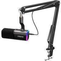 MAONO Dynamic Gaming Microphone with Boom Arm: XLR/USB Podcast Microphone with Software, Mute Button, Gain Control, RGB PC Mic for Streaming, Recordin