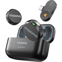 MAONO Lavalier Microphone for iPhone/Android/PC, USB-C Wireless Mini Mic with 48KHz/24Bit, 300m Range, Noise Reduction, Plug-and-Play, 30H Battery Lap