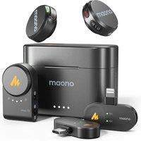 MAONO Wireless Lavalier Microphone for iPhone/Android/Camera/PC, Mini Microphone with 48KHz/24Bit, Noise Reduction, 30H Battery. Clip-On Lapel Mic for