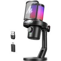 MAONO Wireless Microphones for PC, Gaming Mic with Software AI Voice Change, One-tap Noise Cancellation, Custom EQ, Adjustable RGB Light, Monitoring,