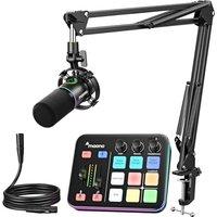 MAONO Gaming Streaming Equipment Bundle: Audio Interface Mixer and XLR Dynamic Mic RGB Noise Reduction Live Streaming Podcasting MaonoCaster PD200XS&G