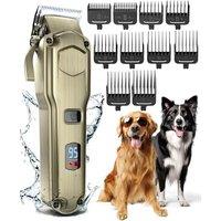 oneisall Dog Clippers for Grooming for Thick Heavy Coats/Low Noise Rechargeable Cordless Pet Shaver with Stainless Steel Blade/Waterproof Dog Shaver f
