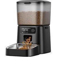 oneisall Automatic Cat Feeder with Stainless Steel Bowl, 3.5L Cat Feeder with Timer ,Pet Food Dispenser for 1-6 Meals a Day, Dry Food Auto Feeders for