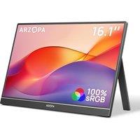 ARZOPA 16.1" Portable Monitor, 19201080 FHD IPS Portable Monitor for Laptop with Single-rod, Support HDMI/Type-C/USB-C, Eye Protection Gaming Screen