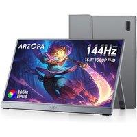 ARZOPA 16.1'' 144Hz Portable Monitor 106% sRGB 19201080P FHD HDR Portable Gaming Monitor with HDR, Ultra Slim, Eye Care, External Second Screen for