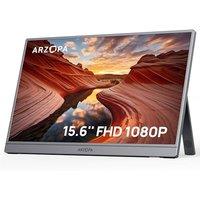 ARZOPA 15.6" Portable Monitor Space Grey, FHD IPS Portable Screen Ultra Thin USB-C Monitor, HDR10, Speakers, USB C & HDMI Connectivity, Plug & Play fo