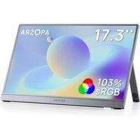 ARZOPA 17.3" Portable Monitor 1080P FHD 103% sRGB IPS Gaming Monitor Laptop Monitor with Built-in Kickstand HDMI USB C External Screen for PC Mac Phon