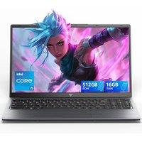 15.6 inch Laptop with 12th Core i5-12600H Processor up to 4.50 GHz (Beat Ryzen 7730U) 12 C/16T - 16GB RAM DDR4 + 512GB M.2 PCIe 3.0 SSD Computer, 1080