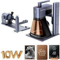 LaserPecker LP2 Plus 10W 450nm Diode Laser Engraver with Rotary Extension, Laser Engraving Machine with Speed 4000mm/s and Resolution 4K, for 150+ Mat