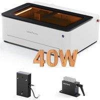 LaserPecker LX2 40W Laser Cutter Engraver with Fire Safety Set and Flexible Fixture, 1000mm/s High-Speed Engraving, 12MP Camera for DIY SMB Commercial