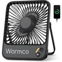 Warmco 10000mAh Portable Desk Fan 21cm, Up to 24H Runtime, Ultra-Slim Quiet Rechargeable Battery Operated Fan with Digital Display for Travel, Camping