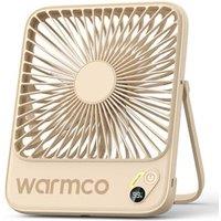 Warmco 10000mAh Portable Desk Fan 21cm, Up to 24H Runtime, Ultra-Slim Quiet Rechargeable Battery Operated Fan with Digital Display for Travel, Camping