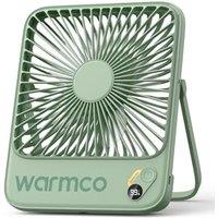 Warmco D3 Portable Rechargeable Desk Fan 10000mAh, Quiet, 24H Runtime | Ultra-Slim Quiet 4-Speed Fan, LED Display For Bedroom, Office, Camping, Cruise