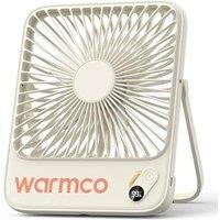 Warmco D3 Portable Rechargeable Desk Fan 10000mAh, Quiet, 24H Runtime | Ultra-Slim Quiet 4-Speed Fan, LED Display For Bedroom, Office, Camping, Cruise