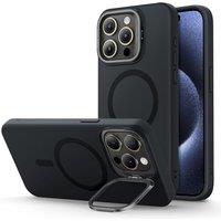 ESR for iPhone 15 Pro Max Case, MagSafe Silicone Case with Stand, Military-Grade Protection, Built-In Camera Stash Stand, Cloud Series, Black | with S