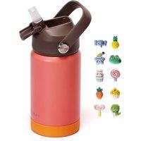 Kids Insulated Water Bottle with Straw Lid, 350ml BPA-Free Double Wall Vacuum Tumbler 18/8 Stainless Steel Leak Proof Kids Cups with Straw for School