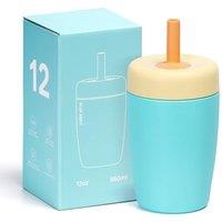 Stainless Steel Cups Spill Proof, 350ml/12oz Water Bottle with Twist Lids & Silicone Straw, Reusable Double Walled Water Bottle, Easy to Clean(Green,