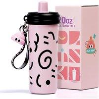 Stainless Steel Tumbler with Straw, 600ml/20oz Tumbler with Leak Proof, Reusable Double Walled Water Bottle, Thermo Coffee Travel Mug (Pink)