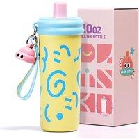 Stainless Steel Tumbler with Straw, 600ml/20oz Tumbler with Leak Proof, Reusable Double Walled Water Bottle, Thermo Coffee Travel Mug (Yellow)