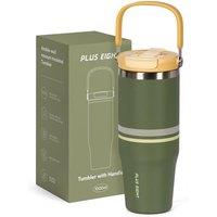 Stainless Steel Tumbler with Straw, 1000ml/32oz Travel Mug with Handle,Leakproof Reusable Travel Mug, Keeps Cold for 24H or Hot 12H, Fit in Car Cup Ho