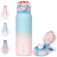 Stainless Steel Water Bottle 600ml20oz Insulated Water Bottle, Double Wall Stainless Steel Vacuum Bottle for Sports, Gym or Office (Blue Pink)