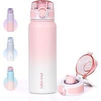 Stainless Steel Water Bottle 600ml20oz Insulated Water Bottle, Double Wall Stainless Steel Vacuum Bottle for Sports, Gym or Office (Pink White)