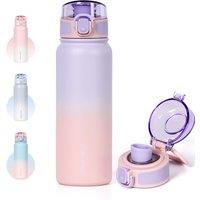 Stainless Steel Water Bottle 600ml20oz Insulated Water Bottle, Double Wall Stainless Steel Vacuum Bottle for Sports, Gym or Office (Purple Pink)