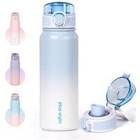 Stainless Steel Water Bottle 600ml20oz Insulated Water Bottle, Double Wall Stainless Steel Vacuum Bottle for Sports, Gym or Office (Blue White)