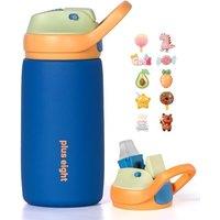 Kids Insulated Water Bottle with Straw Lid, 350ml BPA-Free Double Wall Vacuum Tumbler 18/8 Stainless Steel Leak Proof Keep Drinks 12h Hot & 18h Cold (