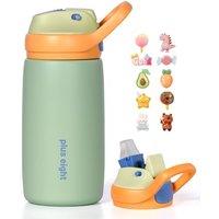 Kids Insulated Water Bottle with Straw Lid, 350ml BPA-Free Double Wall Vacuum Tumbler 18/8 Stainless Steel Leak Proof Keep Drinks 12h Hot & 18h Cold (