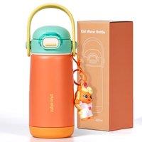 Kids Insulated Water Bottle with Straw Lid & Handle, 420ml/14oz BPA-Free Double Wall Vacuum Tumbler 18/8 Stainless Steel Leak Proof Kids Cups for Scho