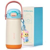 Kids Insulated Water Bottle with Straw Lid & Handle, 420ml/14oz BPA-Free Double Wall Vacuum Tumbler 18/8 Stainless Steel Leak Proof Kids Cups for Scho