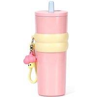 Stainless Steel Tumbler with Straw, 750ml/25oz Reusable Leak Proof Water Bottle, Travel Portable Coffee Mug for Hot and Cold, Fit in Car Cup Holder (P