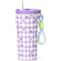 Stainless Steel Tumbler with Straw, 500ml/17oz Tumbler for Hot and Cold, Travel Portable Coffee Mug for Hot and Cold, Fit in Car Cup Holder (Purple Gr