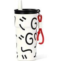 Stainless Steel Tumbler with Straw, 500ml/17oz Tumbler for Hot and Cold, Travel Portable Coffee Mug for Hot and Cold, Fit in Car Cup Holder (Black Gra