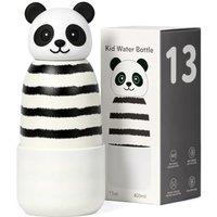 Kids Insulated Water Bottle with Straw Lid, 400ml/13oz Stainless Steel Water Bottle with Non-Slip Silicone Base for Sports, Gym or Office (Panda)
