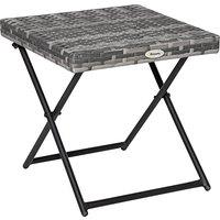 Outsunny Folding Garden Coffee Table, Wicker Outdoor Bistro Side Table with PE Rattan Top for Patio, Balcony, Porch, 40 x 40 x 40 cm, Grey