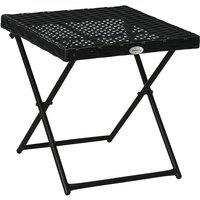 Outsunny Folding Garden Coffee Table, Wicker Outdoor Bistro Side Table with PE Rattan Top for Patio, Balcony, Porch, 40 x 40 x 40 cm, Black